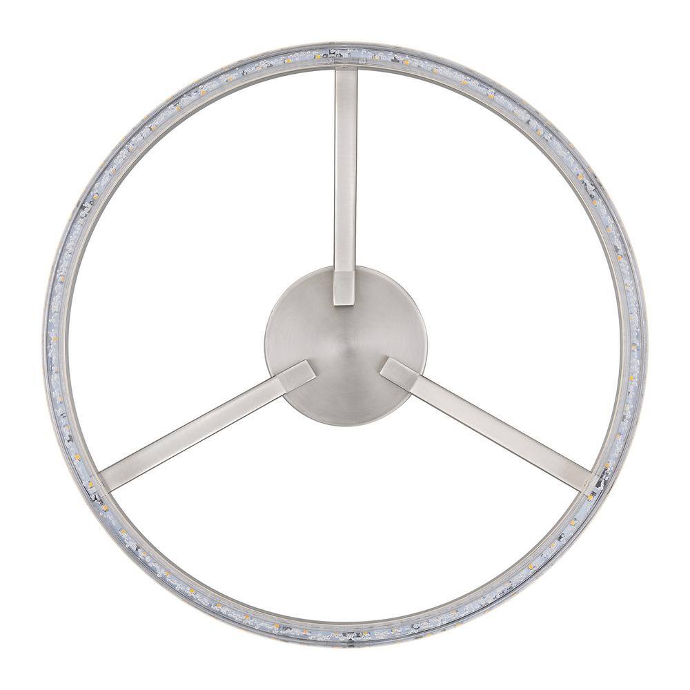 SMRTLite by NBG HOME 15.75 in. Brushed Nickel Integrated LED Semi-Flush Mount with Bubble Shade DS18780