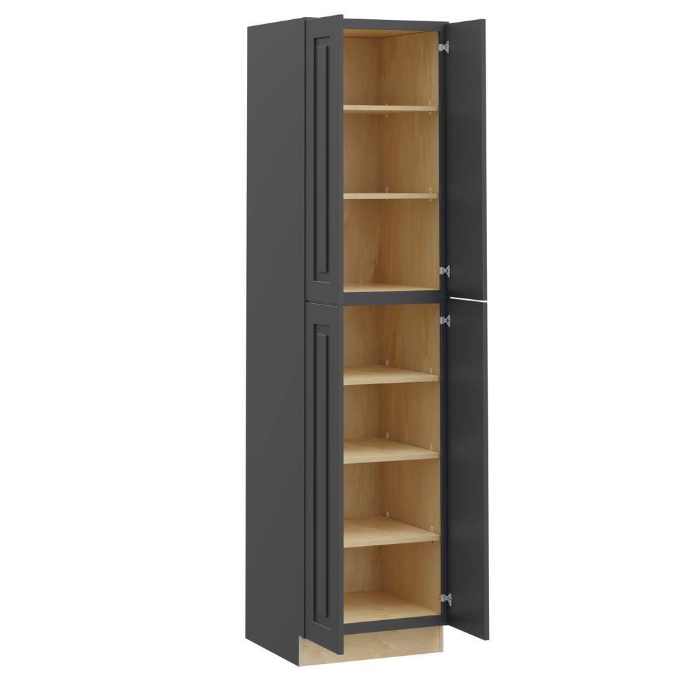 Home Decorators Collection Grayson Deep Onyx Plywood Shaker Stock Assembled Pantry Utility Kitchen Cabinet Soft Close 24 in. x 96 in. x 24 in. U242496-GDO