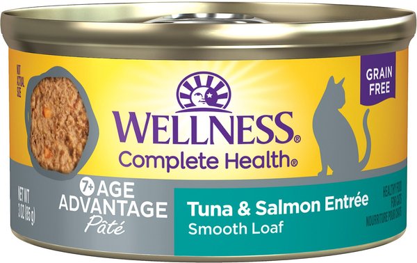 Wellness Complete Health Age Advantage Tuna and Salmon Pate Wet Cat Food， 3-oz， 24 count