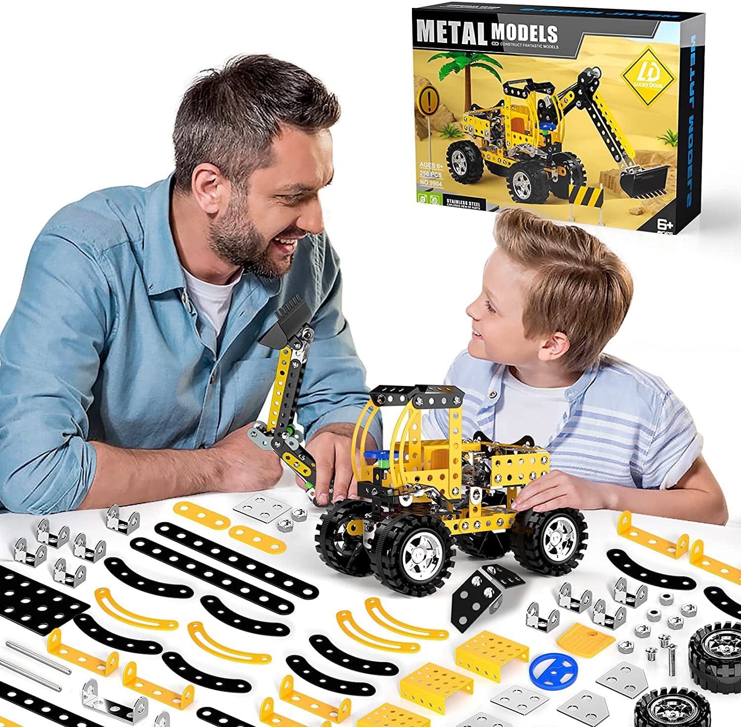 Toys for Kids 8 9 10 11 12+ Year Old， 256 PCS Metal Building Construction Model kit， Engineering Building Blocks DIY Educational Gifts