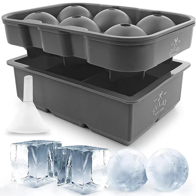 Silicone Square Ice Cube Mold and Ice Ball Mold (Set of 2)