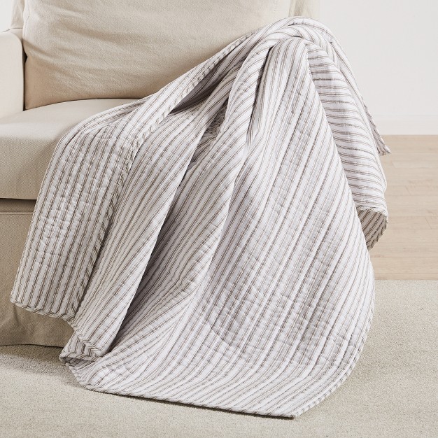 Tobago Stripe Taupe Quilted Throw Levtex Home