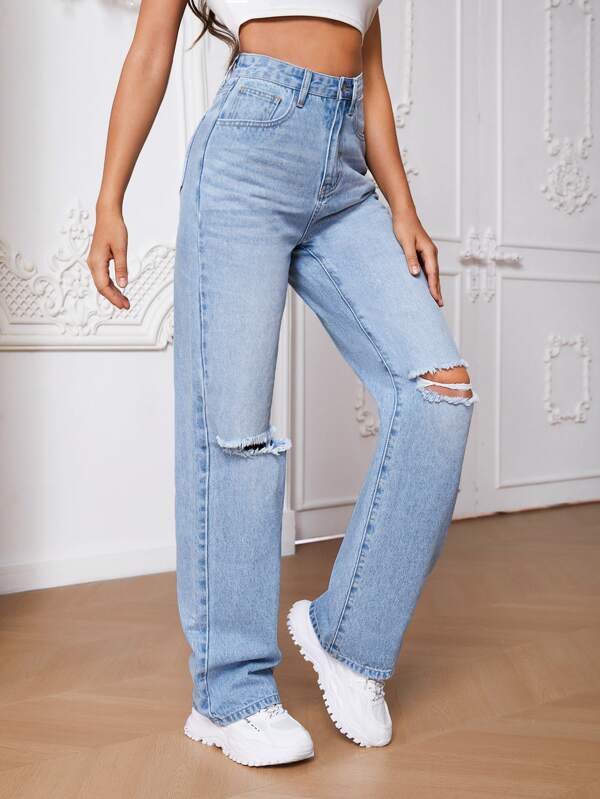 Tall Ripped Straight Leg Jeans