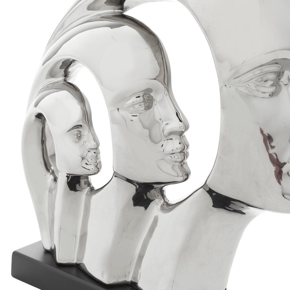 Silver Porcelain Contemporary People Sculpture   11 x 3 x 12