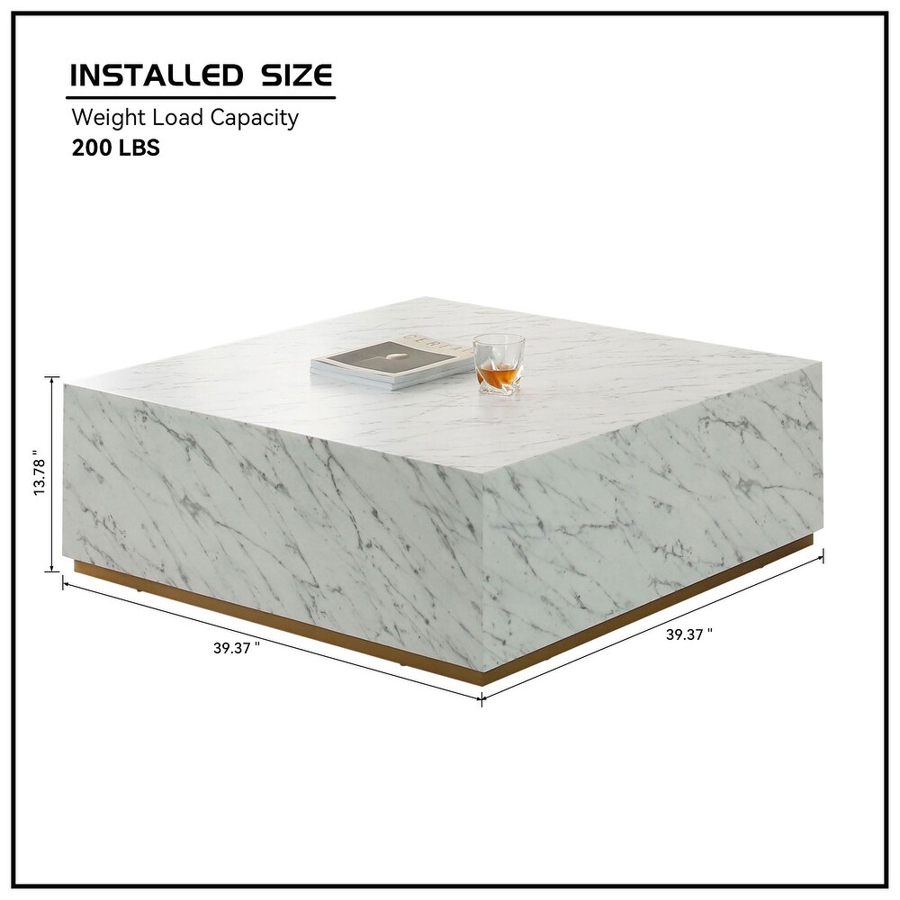 Marble Coffee Tables Square End Tables with Gold Pedestal Sofa Tables