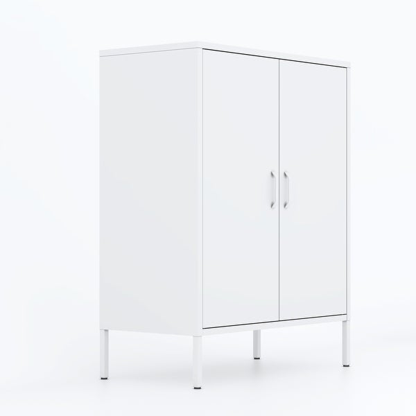 Metal Storage Locker Cabinet， Adjustable Shelves Free Standing Sideboard Steel Cabinets