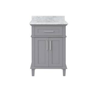 Home Decorators Collection Sonoma 24 in. W x 20 in. D x 34 in. H Bath Vanity in Pebble Gray with White Carrara Marble Top 9784800240