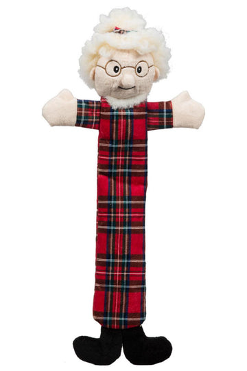 HuggleFleece Long and Lovelie Tartan Mrs. Claus Dog Toy