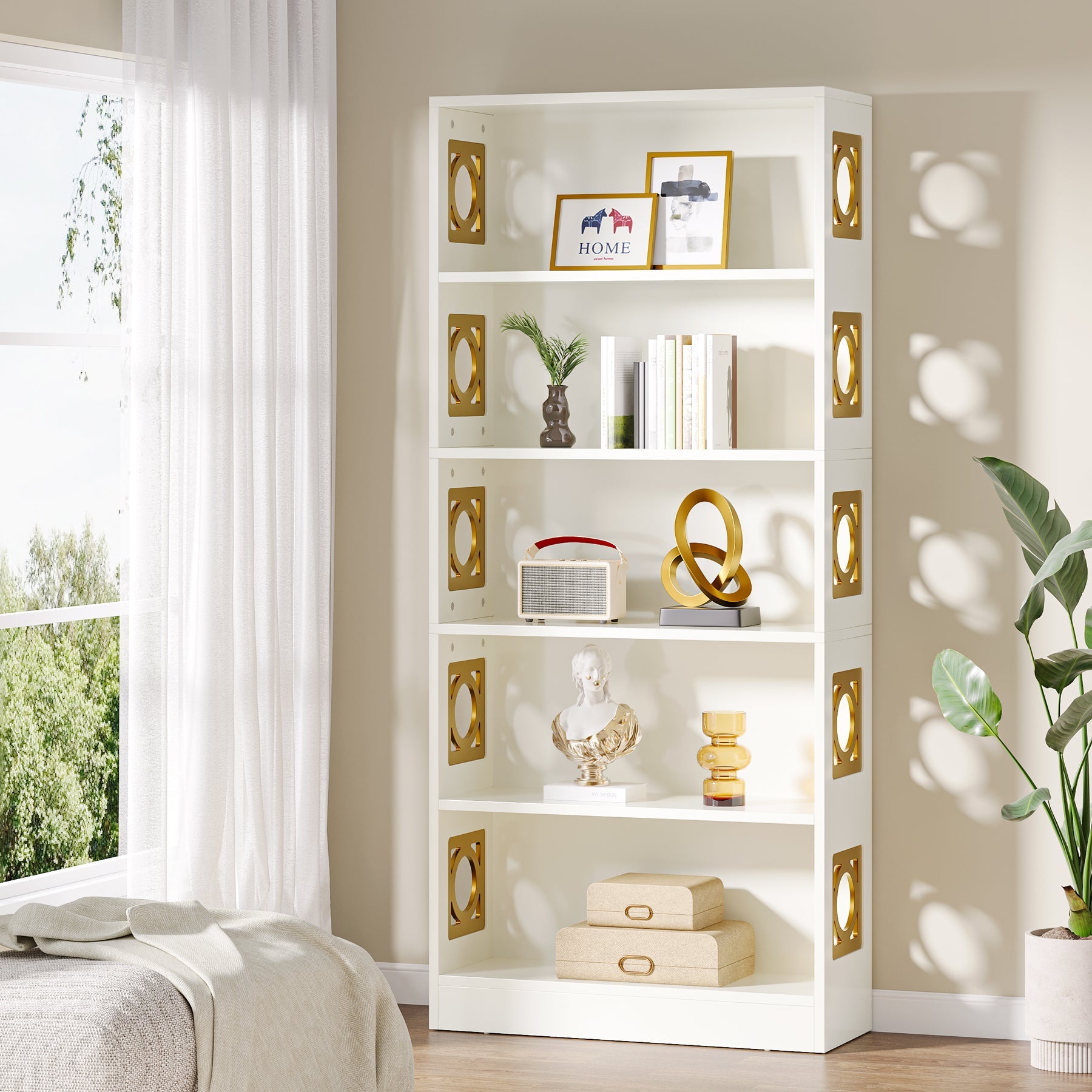 71 Bookshelf, 5-Tier Freestanding Bookcase Display Storage Shelf