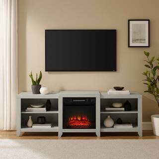 CROSLEY FURNITURE Ronin 69 in. Whitewash TV Stand Fits TV's up to 75 in. with Fireplace KF100969WW