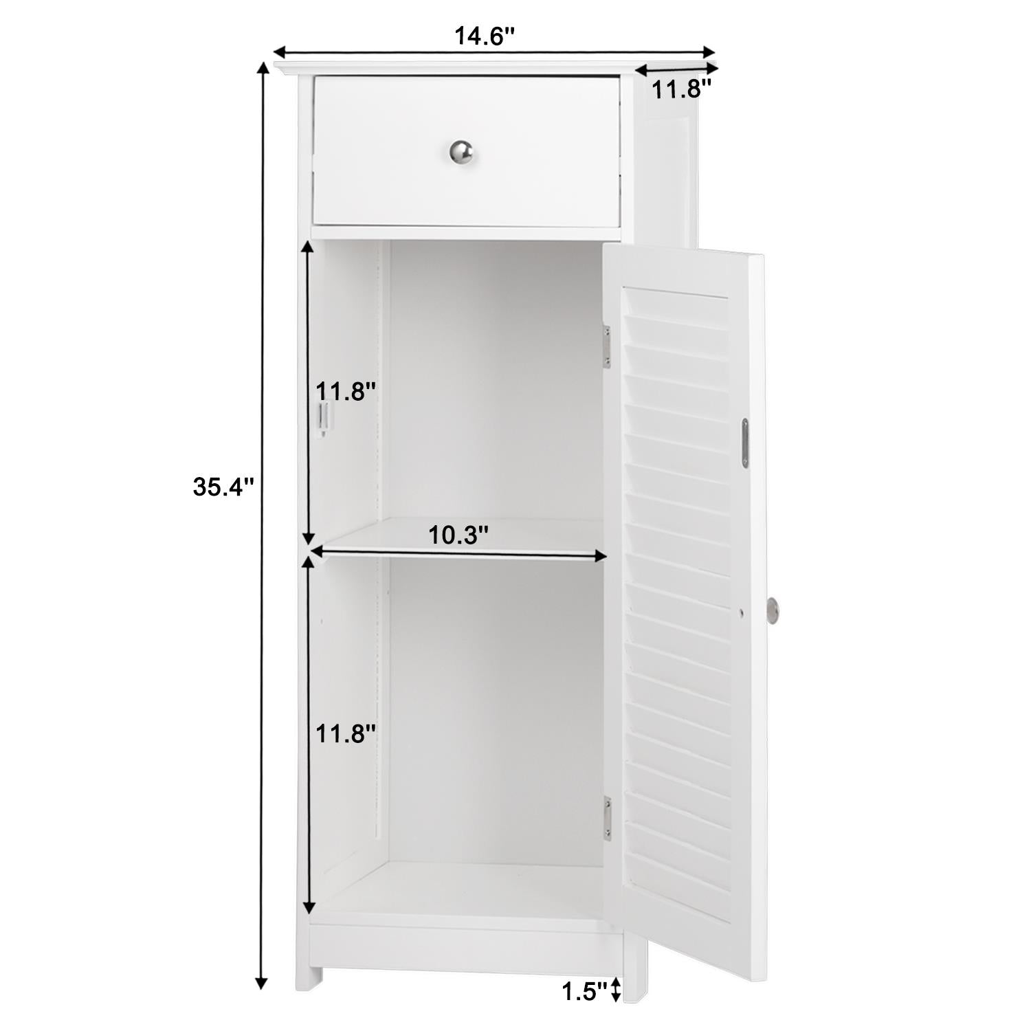 Zimtown Cabinet Bedroom Storage Floor  Bathroom Organizer Towel Shelves white