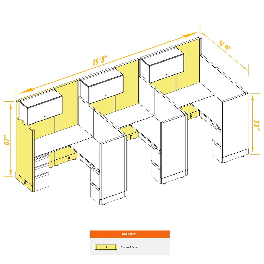 Modern Office Furniture 53 67H 3pack Inline Powered Cubicles