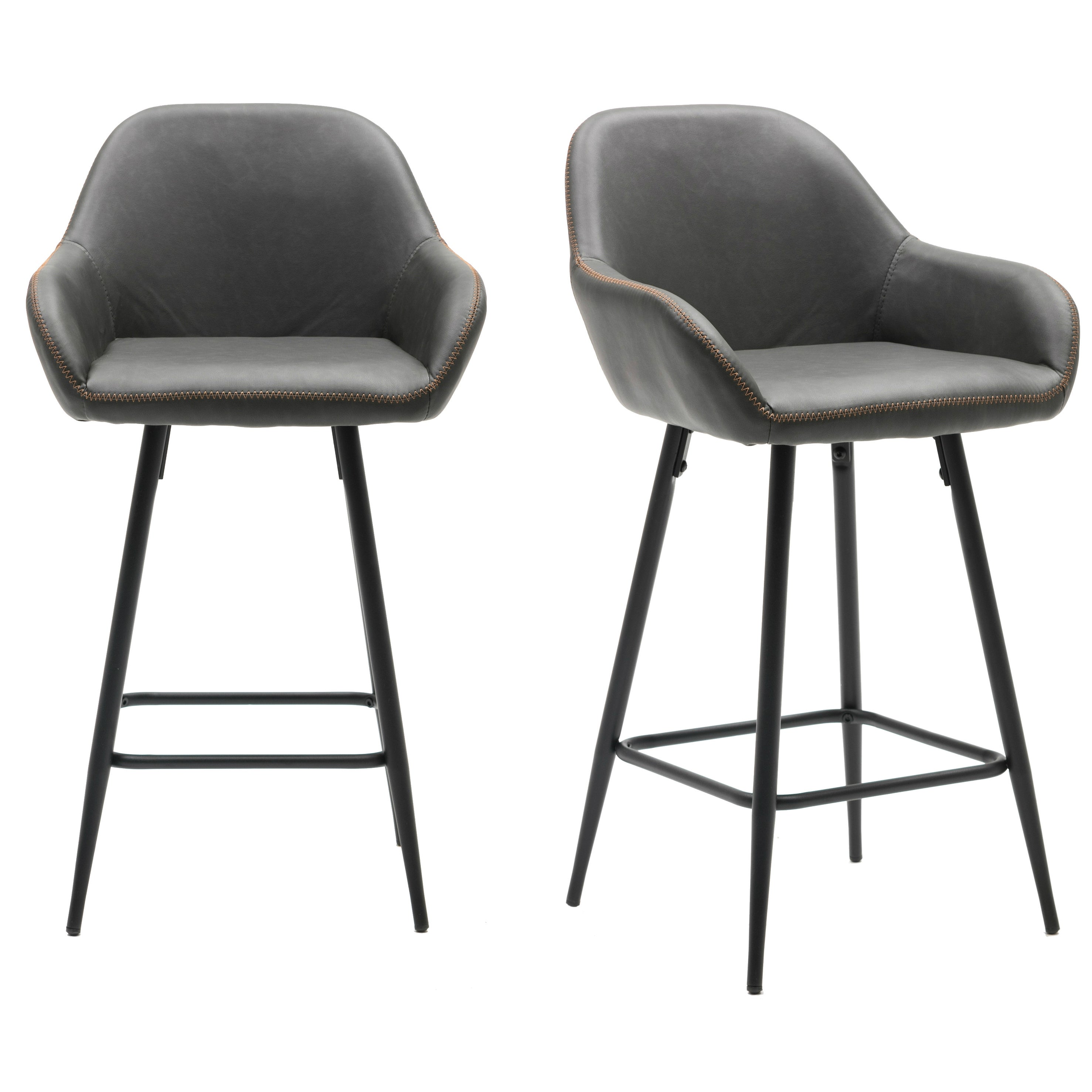 Bucket Upholstered Dark Accent Barstool Chair (Set of 2)