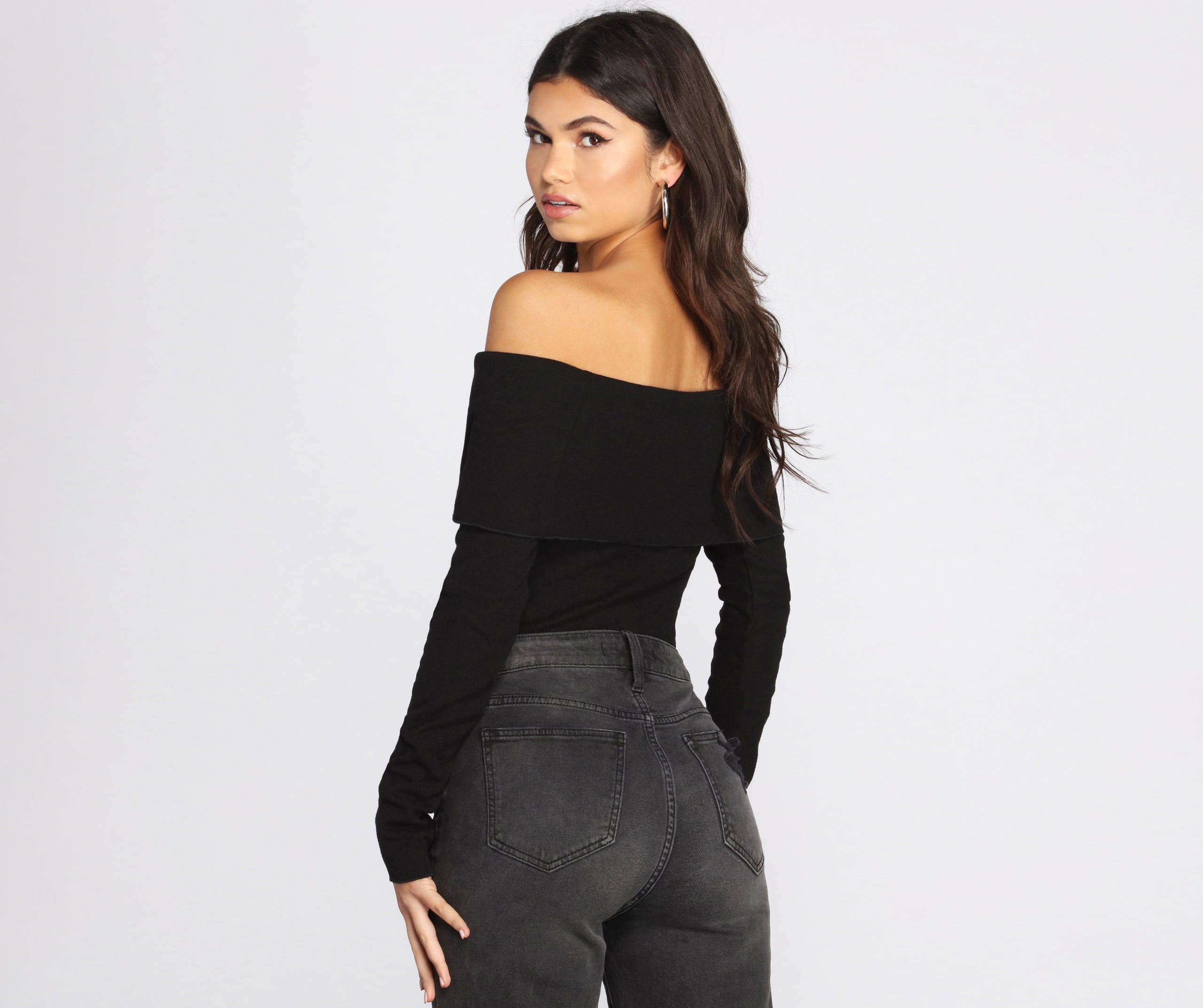 Off The Shoulder Fitted Knit Bodysuit