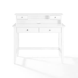 CROSLEY FURNITURE 54 in. Rectangular White 4 Drawer Computer Desk with Hutch KF65004WH