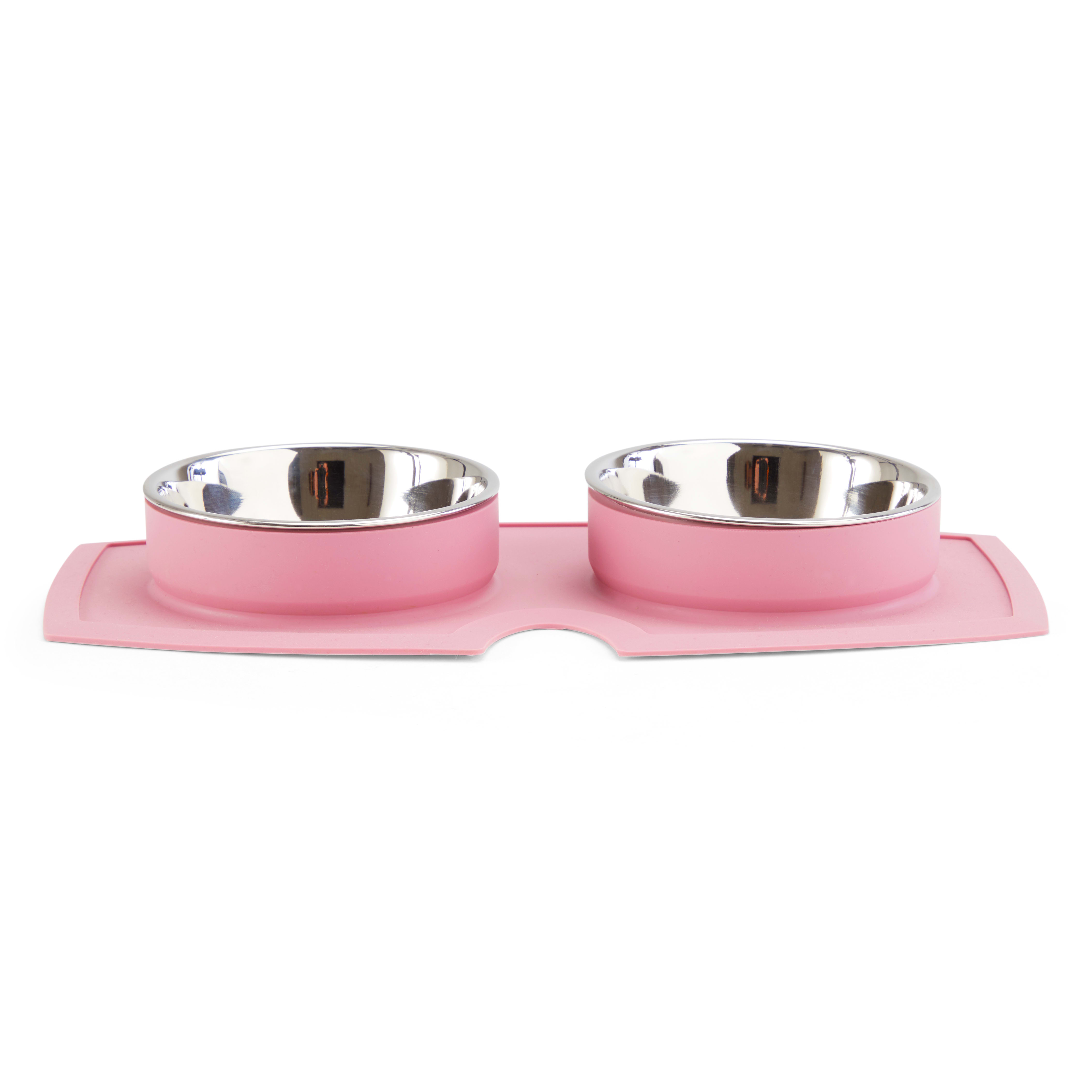 EveryYay Better Together Mauve Silicone Double Diner for Cats， 0.95 Cups