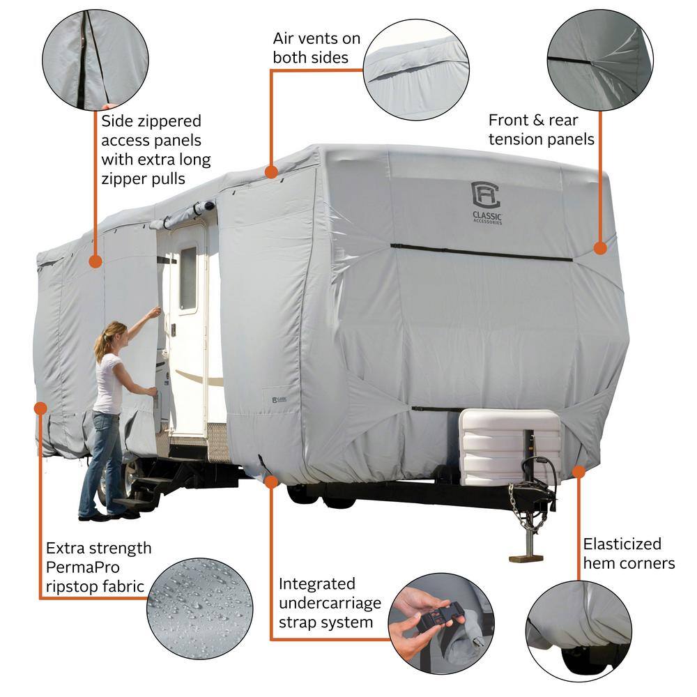 Classic Accessories Over Drive PermaPRO Travel Trailer Cover Fits 38 ft. - 40 ft. RVs 80-327-221001-RT