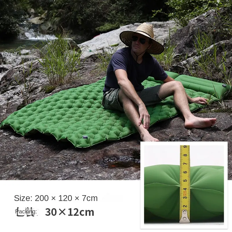 Double Air Mattress Camping Mattress Widened Outdoor Airbed Lunch Break Pad Moisture Proof Pad TPU Double Lightweight Inflatable