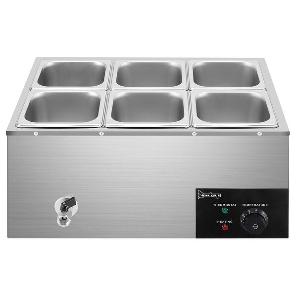 ZOKOP 1200W 19Qt Stainless Steel Small Six Plates Heating Food Warmer