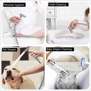 Tileon Non- Electric Handheld Bidet Sprayer for Toilet Single Handle Bidet Attachment in. Brushed Nickel AYBSZHD1359