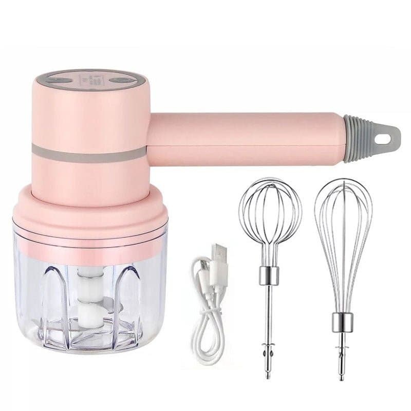 USB 2 In 1 Wireless Electric Garlic Chopper Masher Whisk Egg Beater