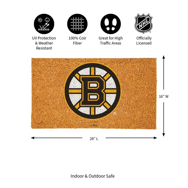 Evergreennhlboston Bruins Logo Natural Coir 28 X 16 Inches Indoor Outdoor Doormat