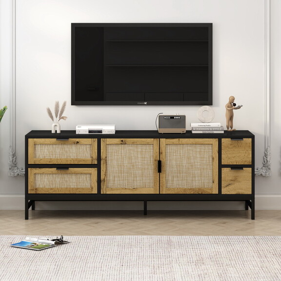 ON TREND Elegant Rattan TV Stand for TVs up to 65...