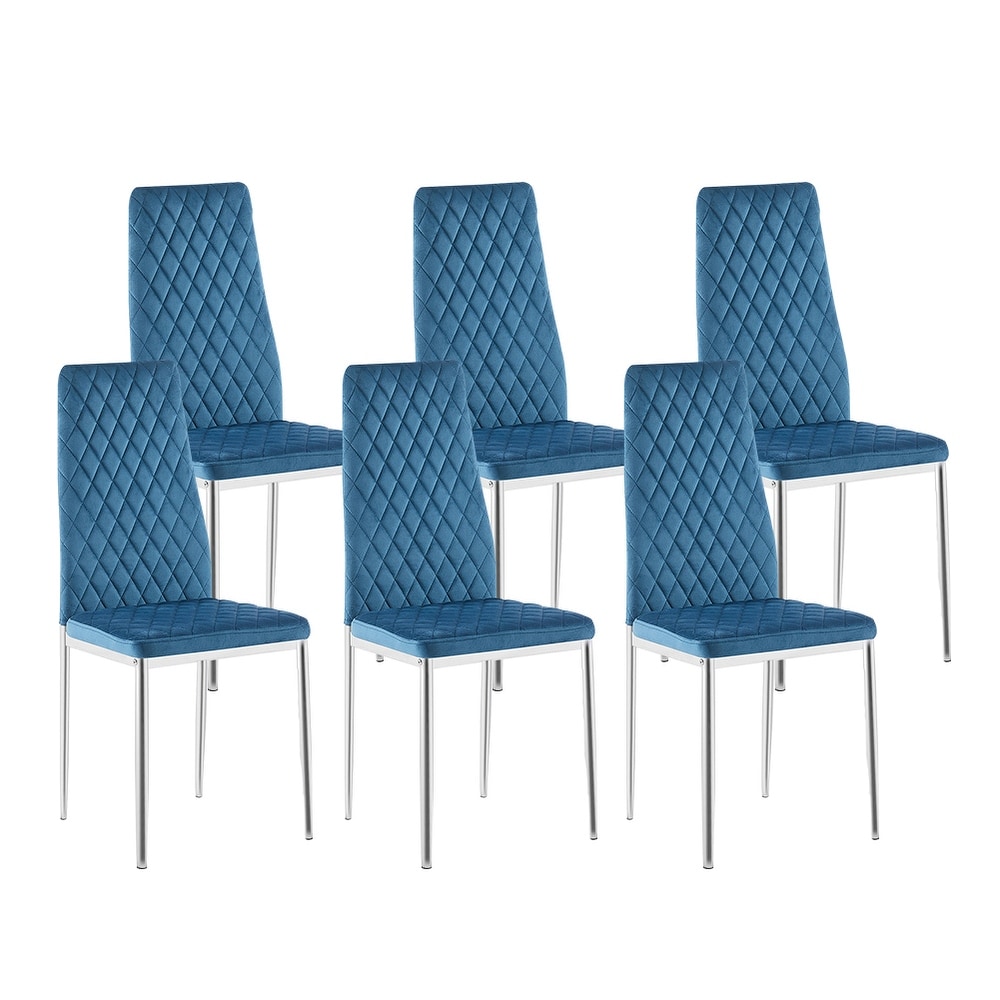 Modern Simple Dining Chairs with Metal Pipe Legs Set Of 4/6