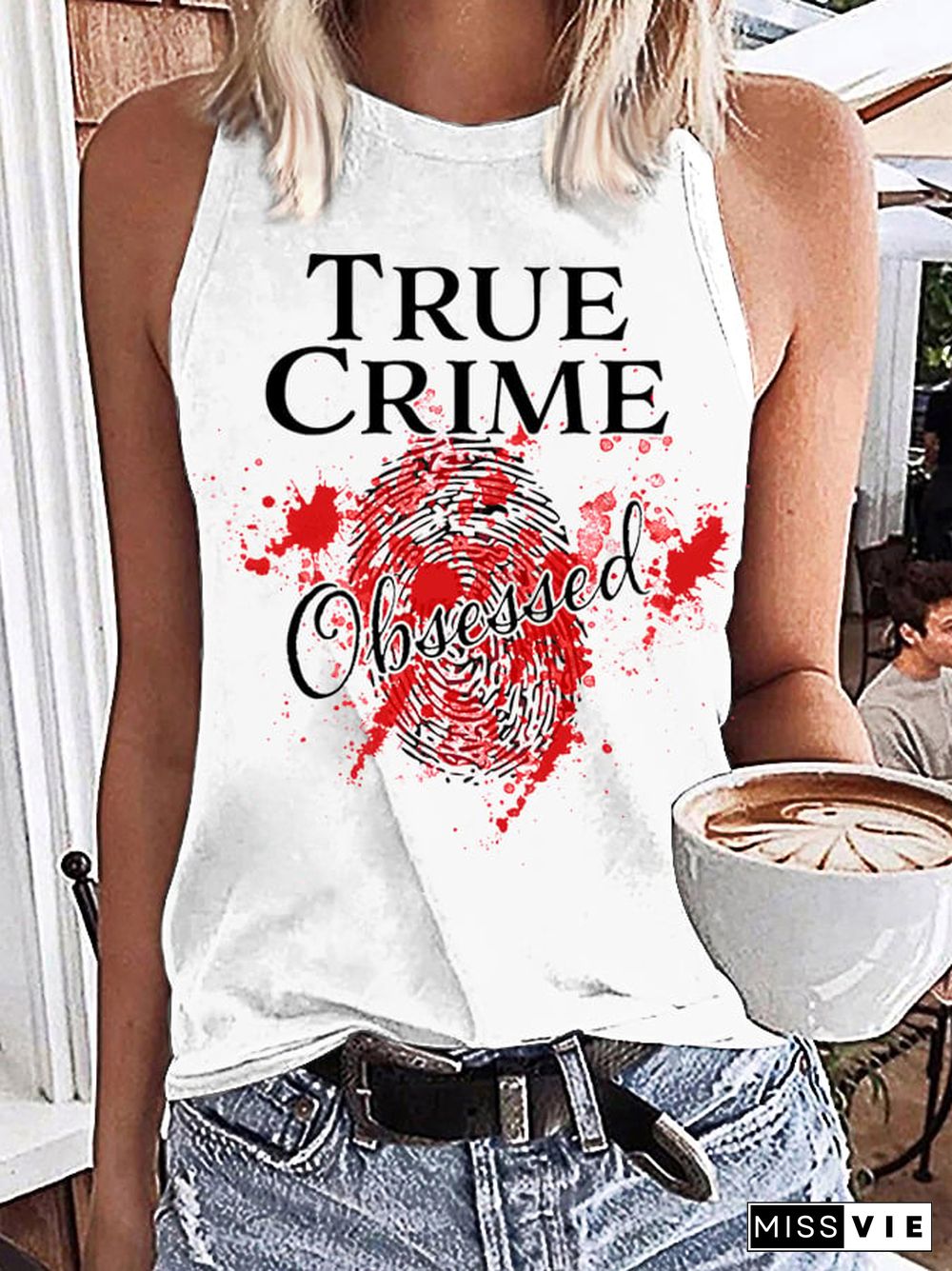 Women's True Crime Obsessed Print Tank Top