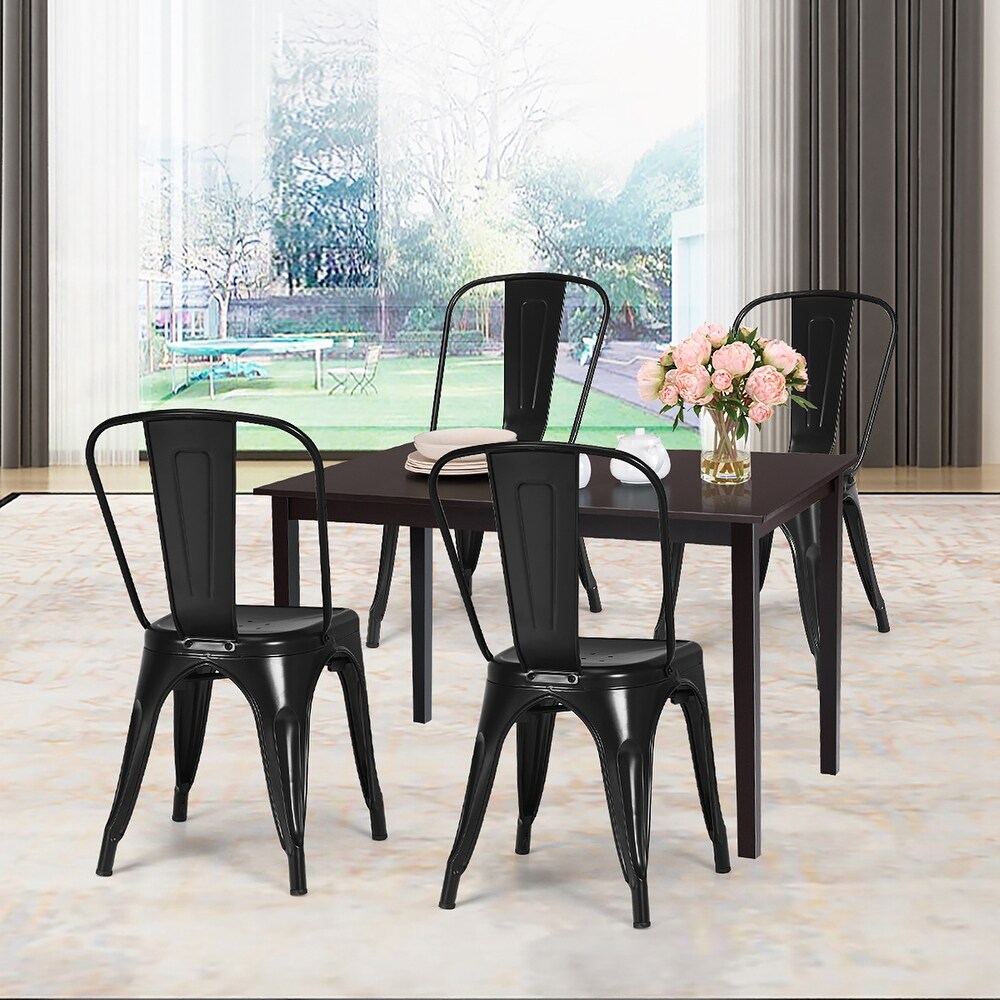 Metal Dining Chairs Stackable Side Chairs Set of 4