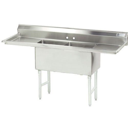 Advance Tabco FC-2-1818-18RL Fabricated 2 Bowl Sink， 18