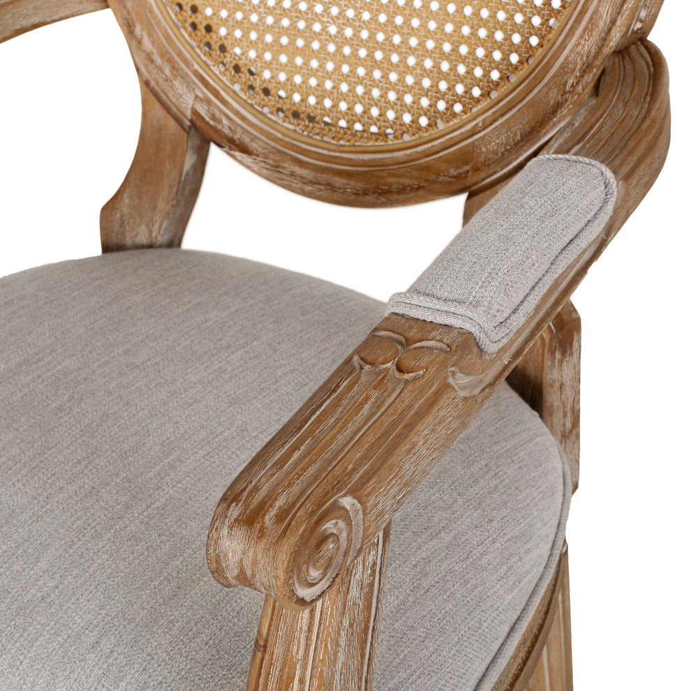 Aisenbrey Wood and Cane Upholstered Dining Chair   Tropical   Dining Chairs   by GDFStudio  Houzz