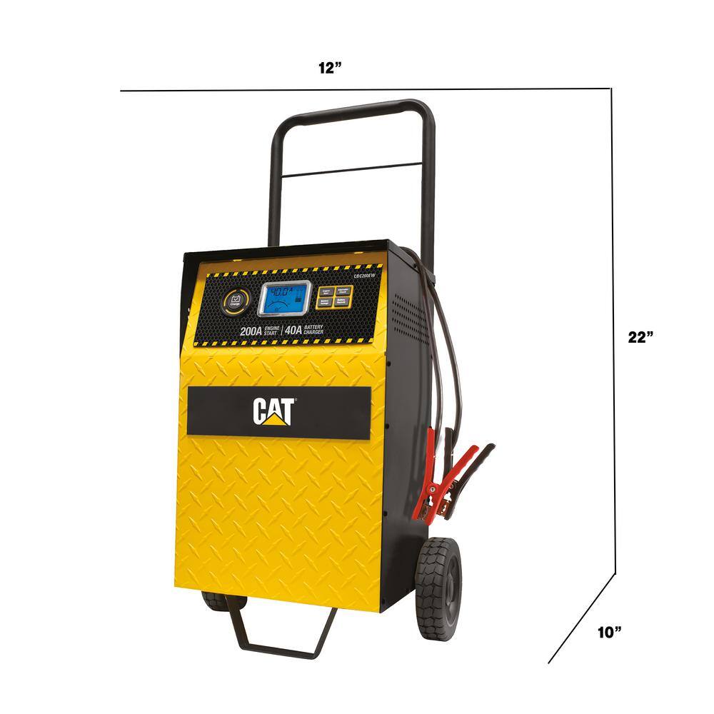 CAT Professional Rolling 40 Amp Battery Charger 3 Amp Maintainer with 200 Amp Engine Start CBC200EW