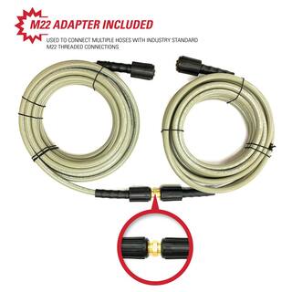 SIMPSON MorFlex 14 in. x 25 ft. ReplacementExtension Hose with M22 Connections for 3300 PSI Cold Water Pressure Washers 40224