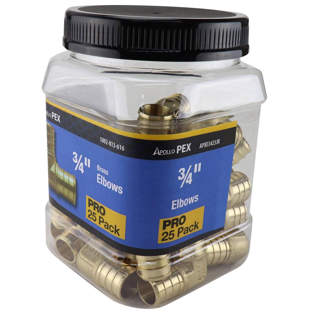 Apollo 34 in. Brass PEX-B Barb 90 Elbow Pro Pack (25-Pack) APXE3425JR