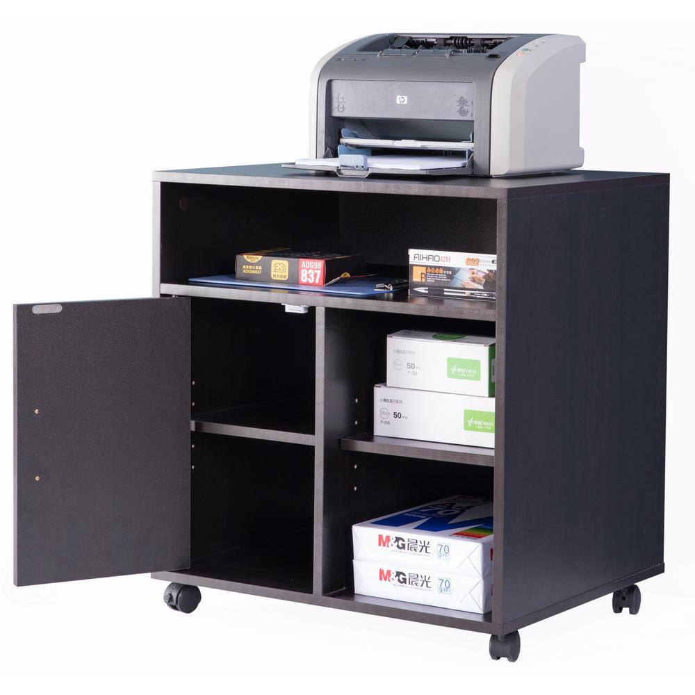 Basicwise Storage Printer Black Kitchen Storage Stand with Casters QI003556.B