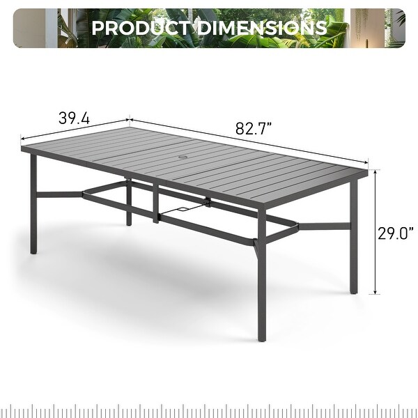 9Piece Patio Dining Set 1 Large Square Metal Table and 8 Stackable Chairs