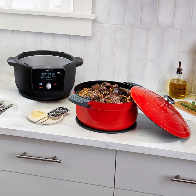 Instant Pot Electric Precision Dutch Oven 5 in 1 Braiser Slow Cooker Sear saut Cooking Pan 6 quart Red