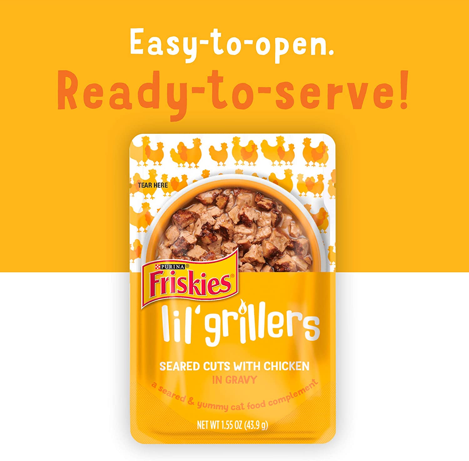 Purina Friskies Gravy Wet Cat Food Complement Lil' Grillers Seared Cuts with Chicken - (16) 1.55 oz. Pouches