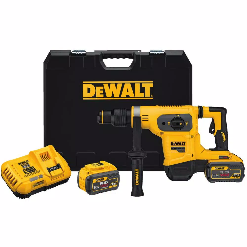 DEWALT FLEXVOLT 60-Volt MAX Brushless 1-9/16 in. SDS MAX Rotary Hammer， (2) FLEXVOLT 9.0Ah Batteries and 1/2 in. Impact Wrench and#8211; XDC Depot