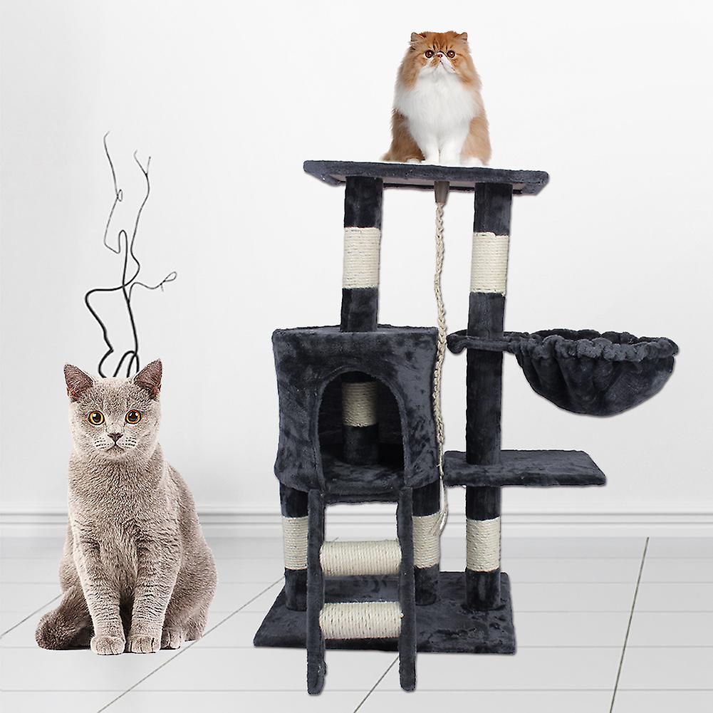 Cat Tree Deluxe Multi Level Tower With Scratching Climb Activity Toys Pet Bed House Dark Gray