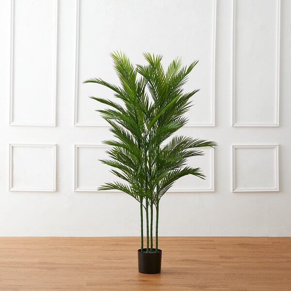 Glitzhome 60H Real Touch Fronds Artificial Palm Tree With Black Pot