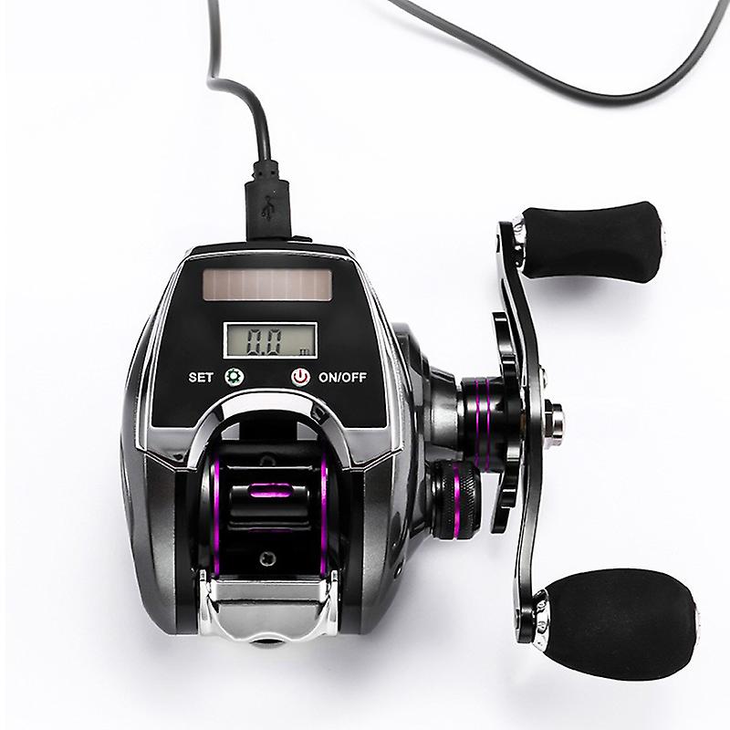 6+1bb 8.0:1 Ratio Digital Display Baitcasting Reel With Line Counter Sun Power Charging System High Speed Fishing Reel Tackle Accessories