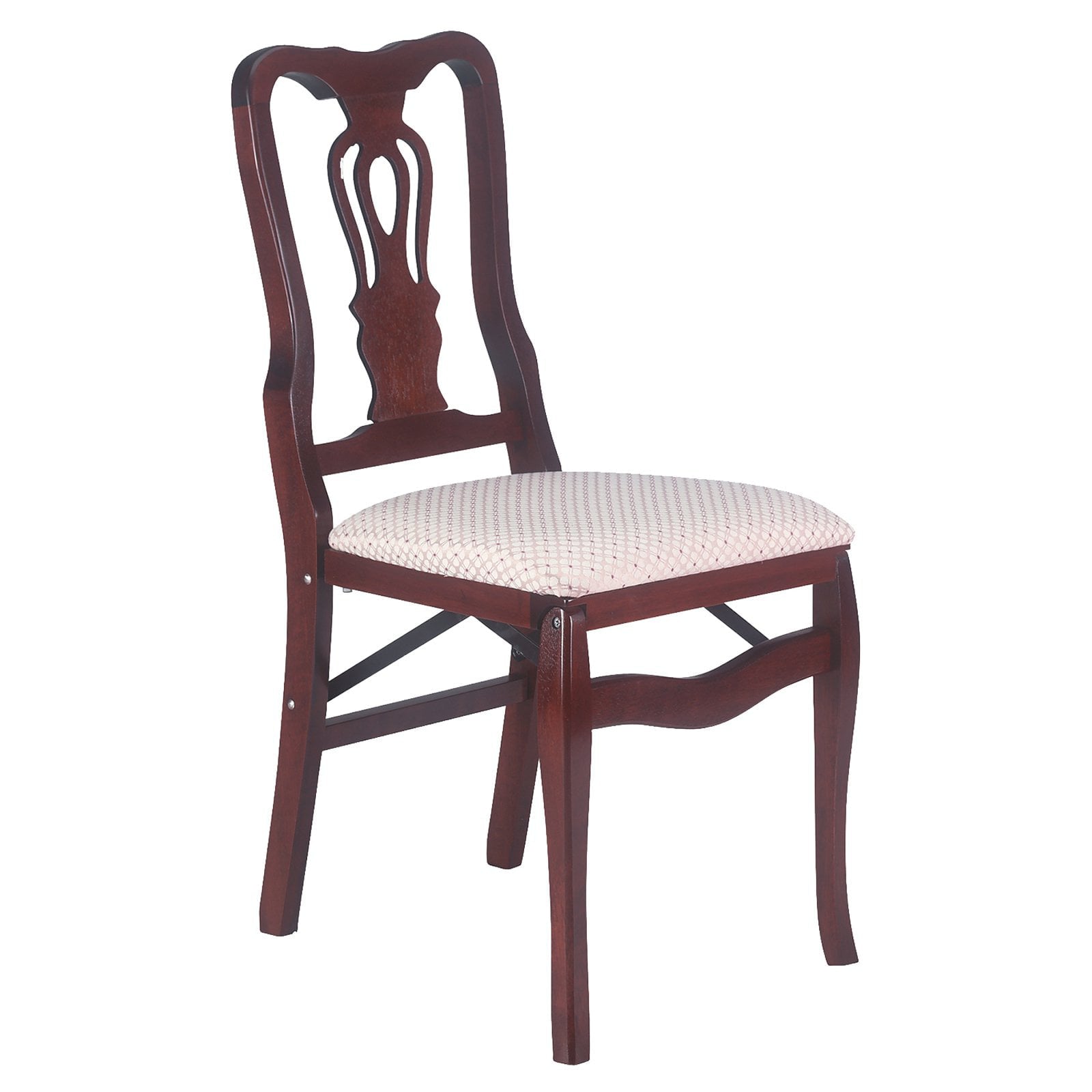 Chippendale hardwood folding chair in light cherry with Blush upholstery