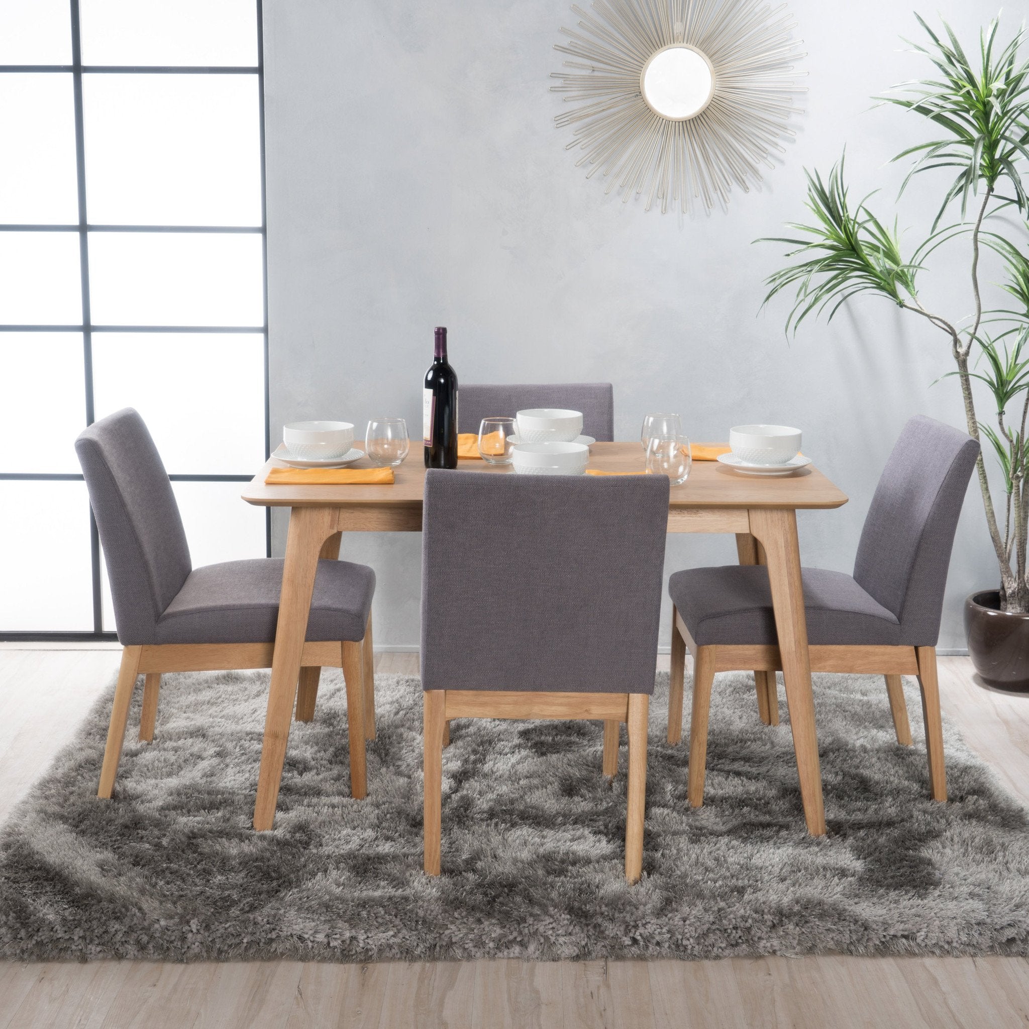 Elsinore Mid-Century Modern 5 Piece Dining Set