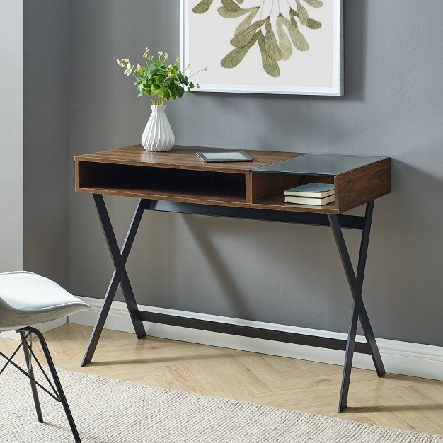 Modern Mixed Material Open Storage Computer Desk Saracina Home