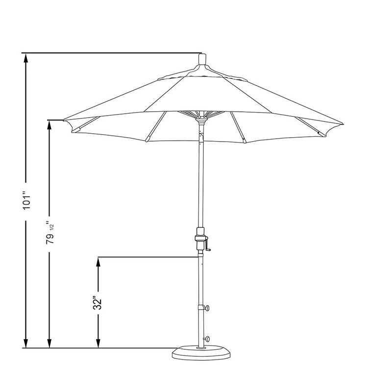 California Umbrella Sun Master Series 9 Ft Octagonal Aluminum Collar Tilt Patio Umbrella W/ Crank Lift and Fiberglass Ribs