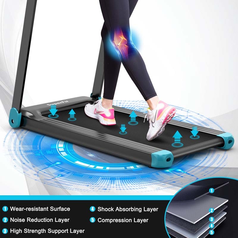 2.25HP Electric Folding Treadmill Smart APP Control Walking Running Machine with HD LED Display & Device Holder