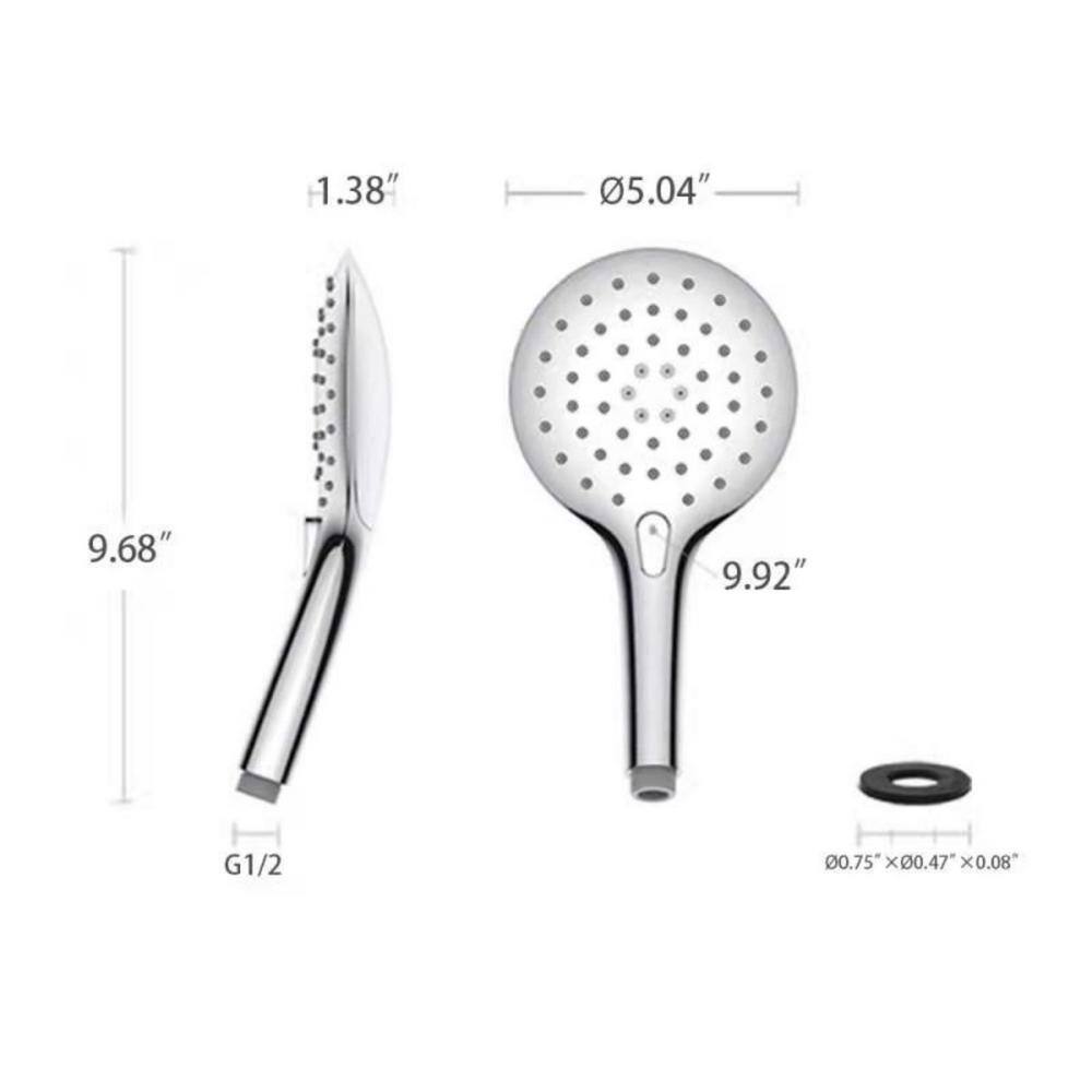 Aurora Decor ACAD 3-Spray Patterns with 1.8 GPM 5 in. Wall Mounted Handheld Shower Head with hose in Chrome DSFMSHD2B11BN