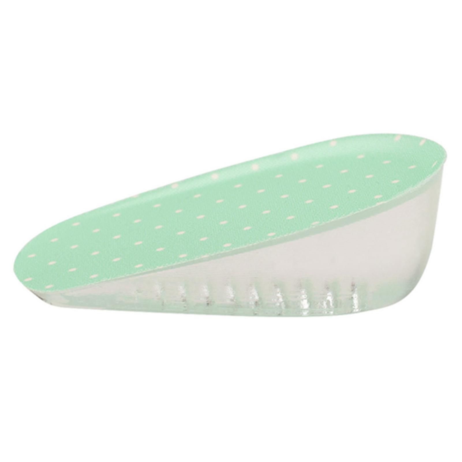 3.5cm Silicone Gel Adhesive Insoles Height Increase Foot Orthotic Arch Support Heel Pads Green